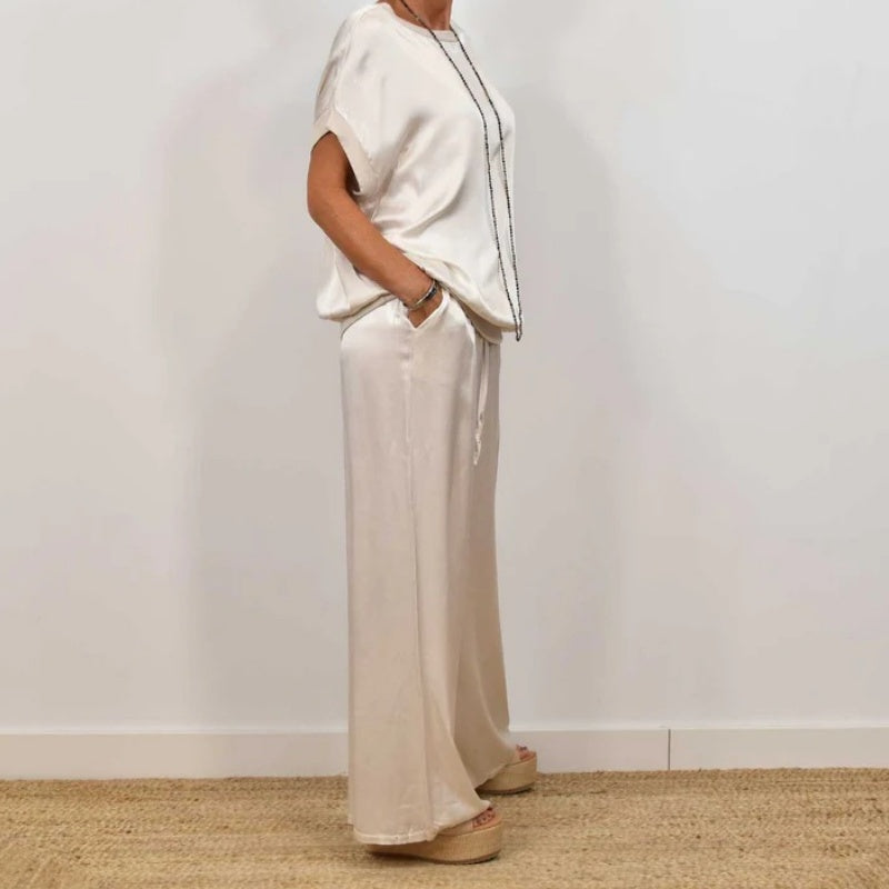 Doris™ Satin Blouse and Pants Set
