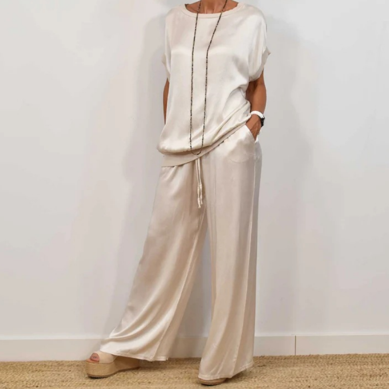 Doris™ Satin Blouse and Pants Set