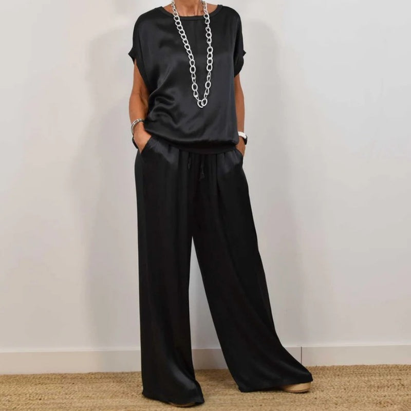 Doris™ Satin Blouse and Pants Set