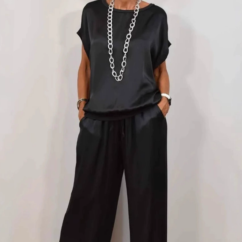 Doris™ Satin Blouse and Pants Set