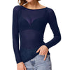 Valentina – Transparente Mesh Langarm Top für Damen