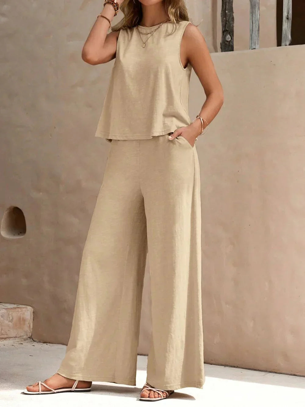 Two-piece Set with Top and Casual Pants for Women | Summer